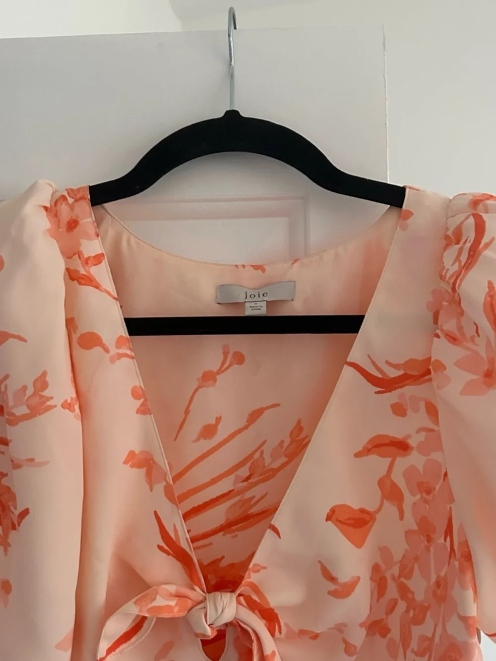 Joie Pink and Coral Floral Tie-Front Midi Dress - Picture 2 of 3